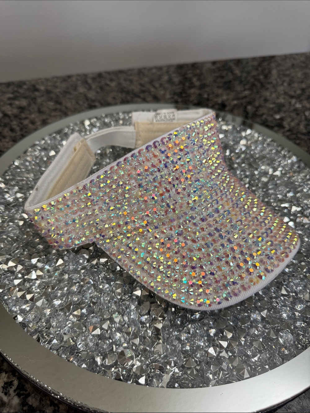 Crystal Rhinestone Visor - Iridescent Sparkle